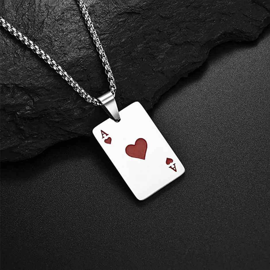 Fashion Frill Men's Ace of Spades Pendant Chain Silver Onesize