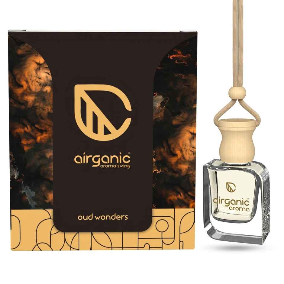 Airganic Aroma Swing Oud Wonders Aroma With Essential Oils In Glass Bottle With Wooden Diffuser Lid