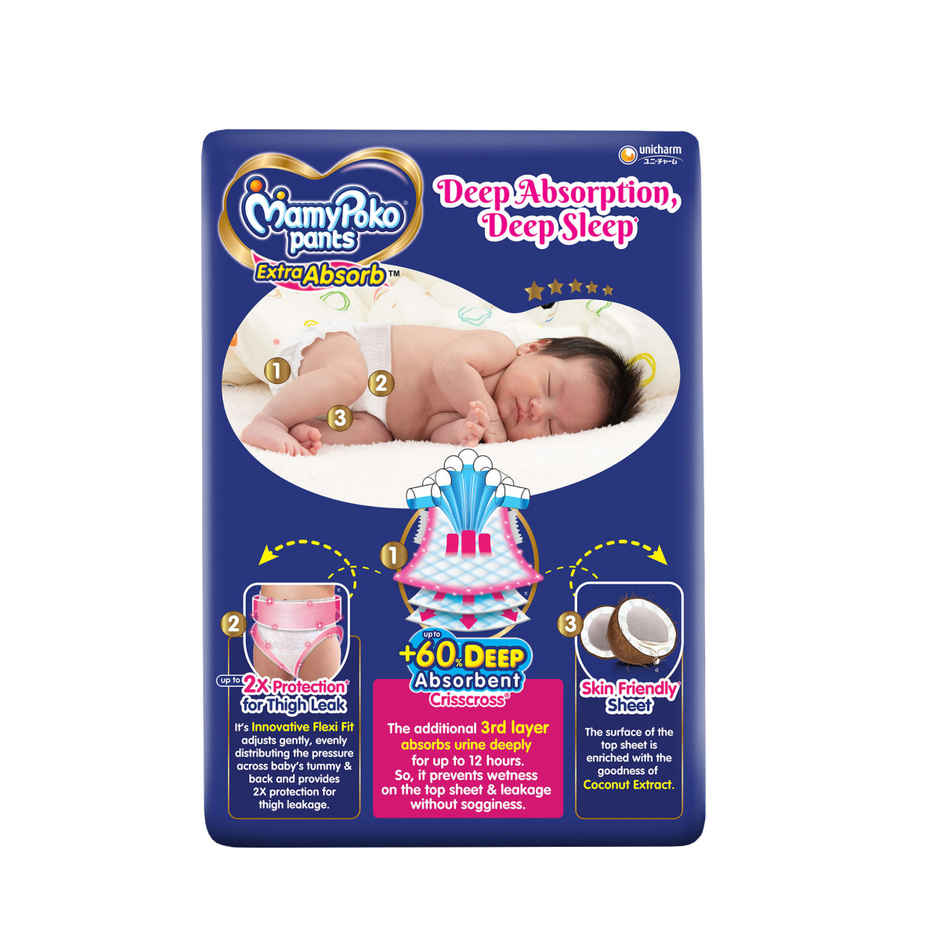 Mamypoko Extra Absorb Baby Diapers | Pant Style | XL | 52 pcs