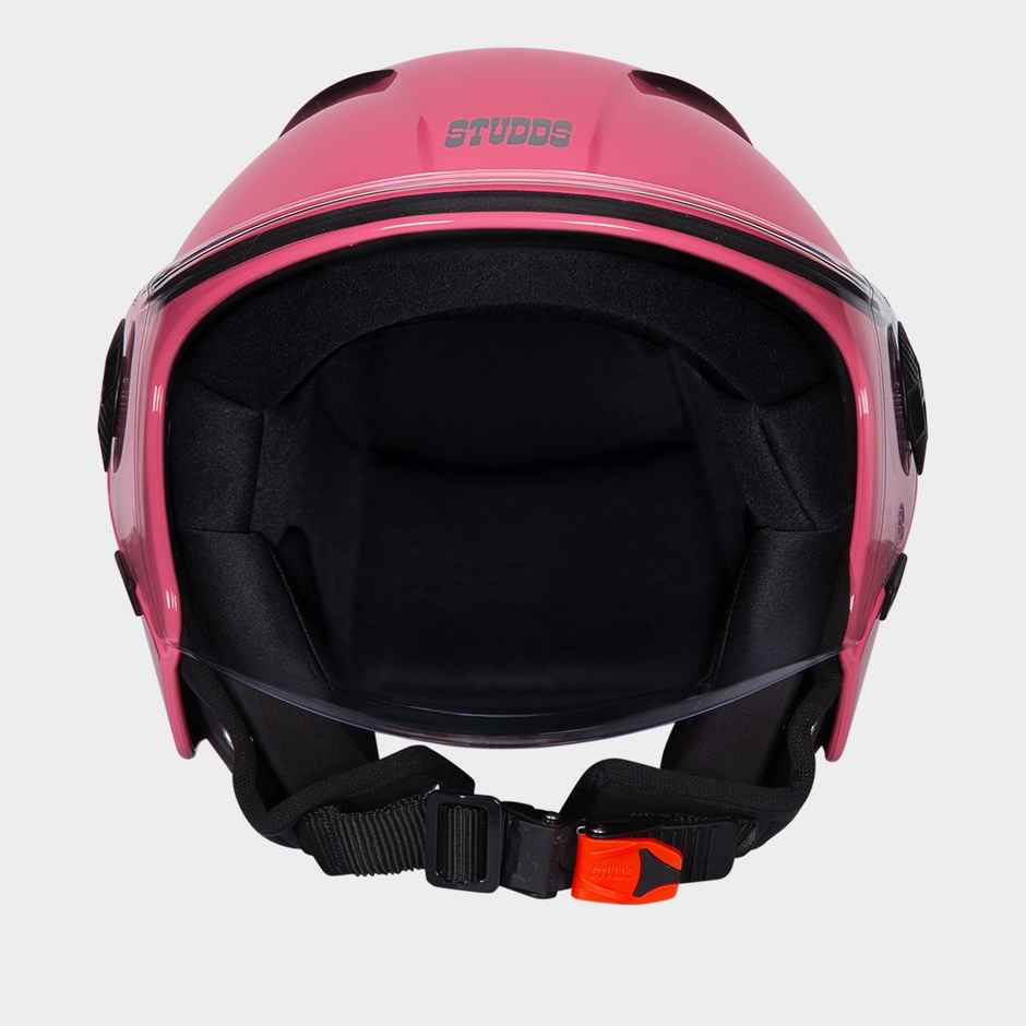 Studds Vogue Open Face Motorcycle Helmet with Clear Visor |Baby Pink - L