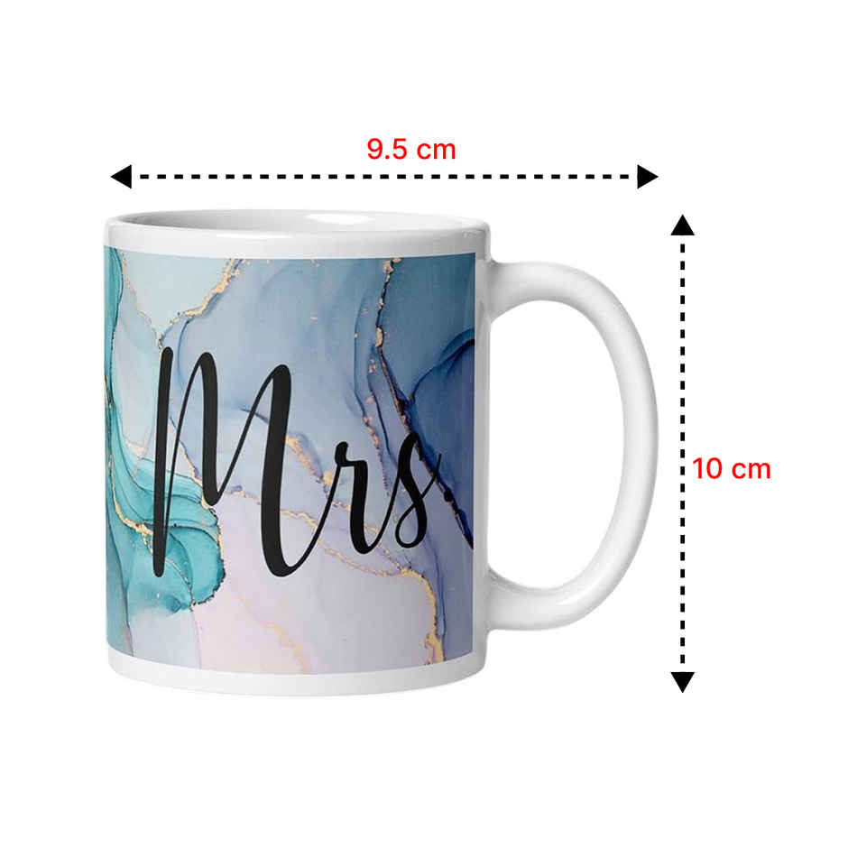 Kooltech Mr & Mrs Marble Design Printed White Coffee And Tea Ceramic Mug Set Of 2