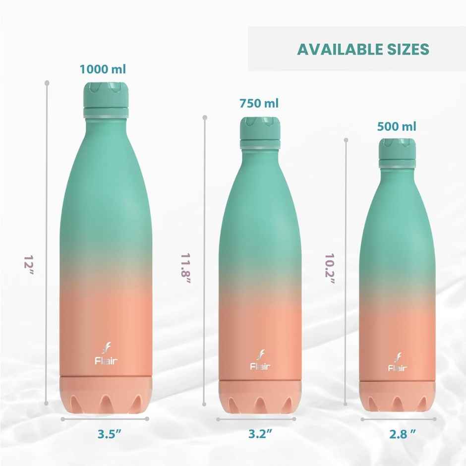 Flair Stainless Steel Pop Double | Walled Vacuum Insulated Bottle | Aqua Green & Coral Pink | 750 ml