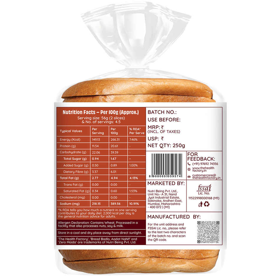 The Health Factory Zero Maida Super Protein Bread
