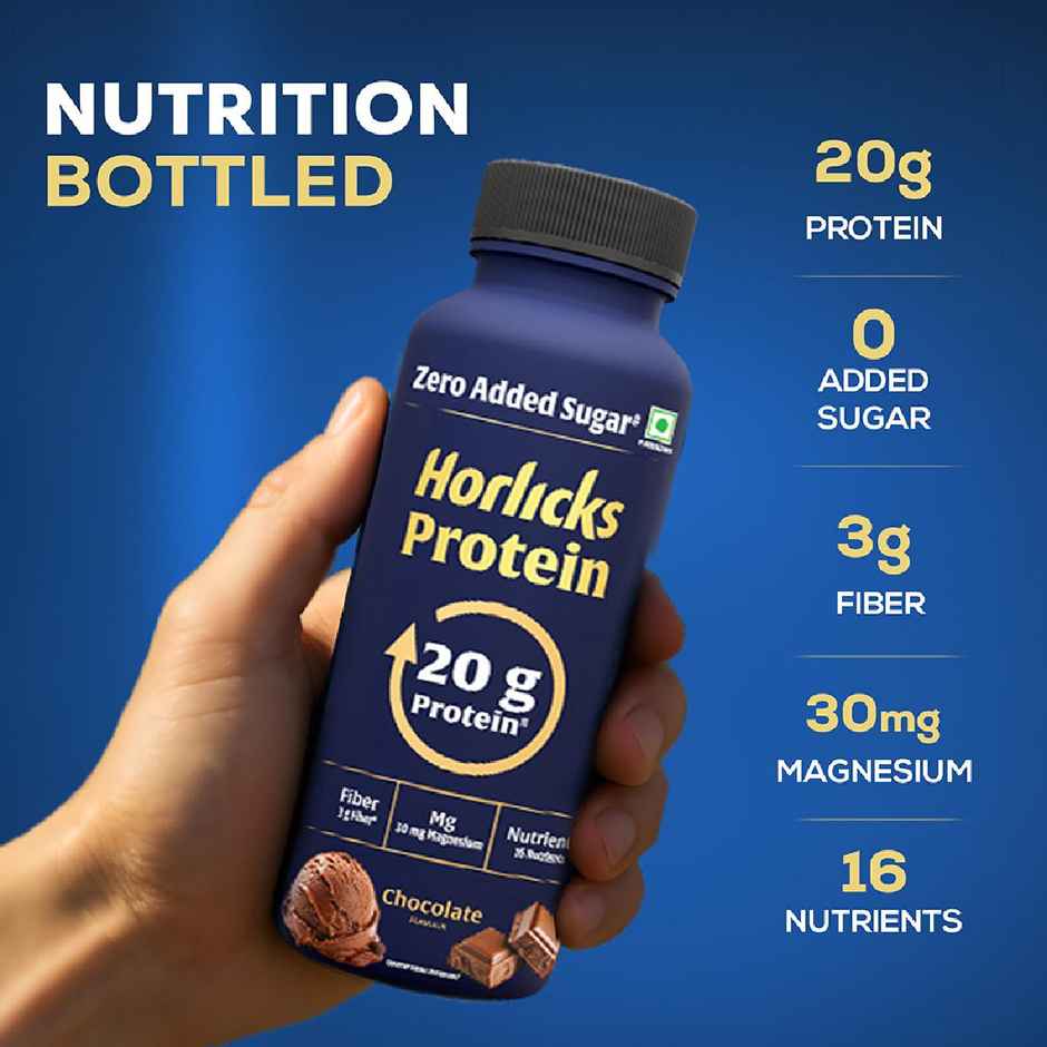 Horlicks Protein Milkshake, with 20g Protein Chocolate Flavour