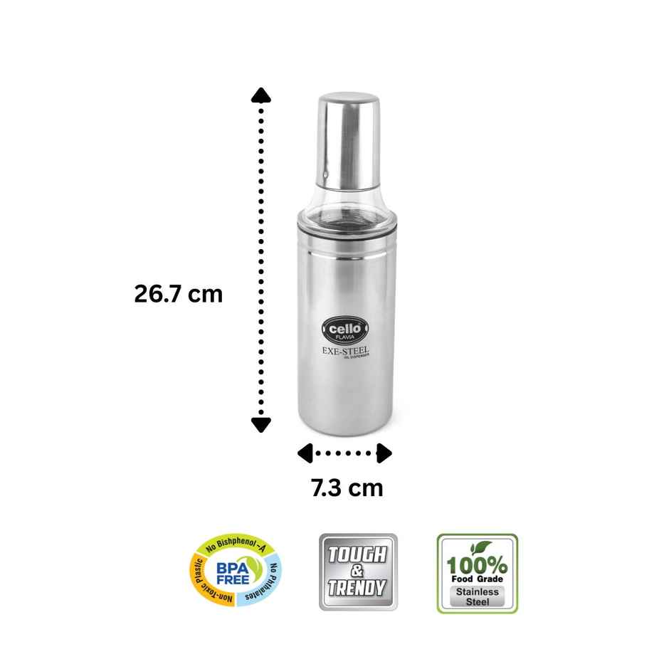 Cello Flavia Stainless Steel Oil Dispenser, 500ML, Silver