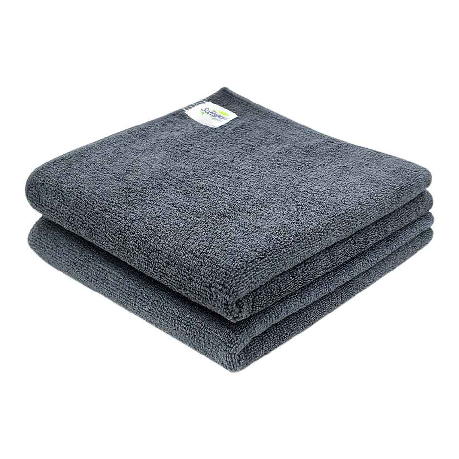 Softspun Microfiber Cleaning Cloths (340 GSM, 40x40cm, 2pc, Grey)