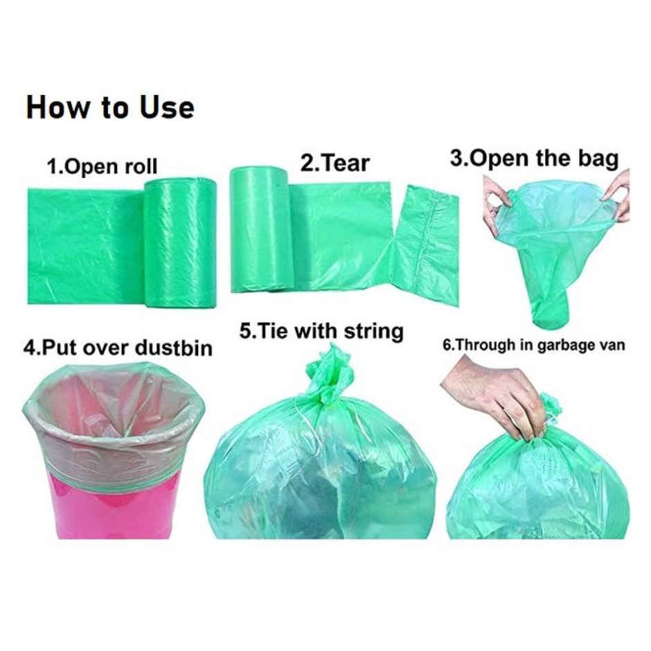 Green Medium Oxo Bio Degradable Garbage Bags-Swachhta First medium (19 x 21 Inches)
