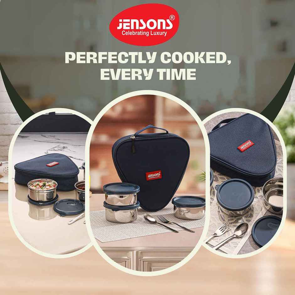 Jensons Stainless Steel Easy Trio Meal Lunch Box Dabbi 350ml x 3