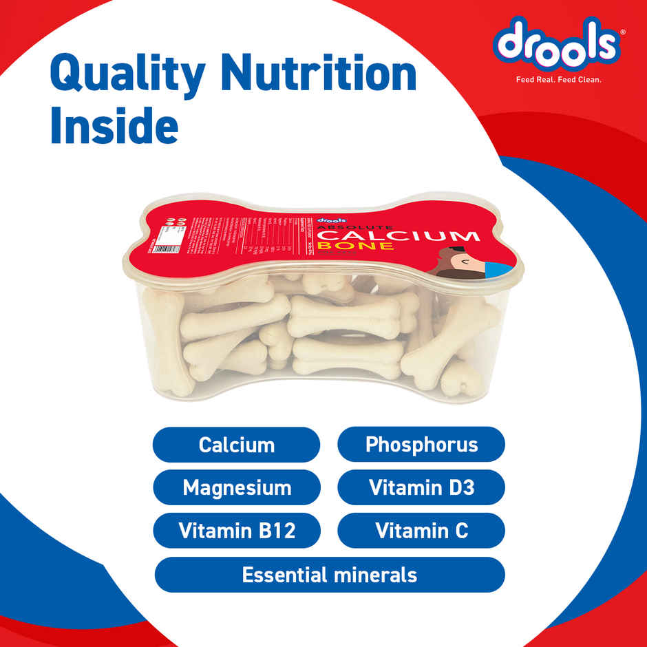 Drools Absolute Calcium Bone Jar, Dog Supplement - 40 pieces (600g)
