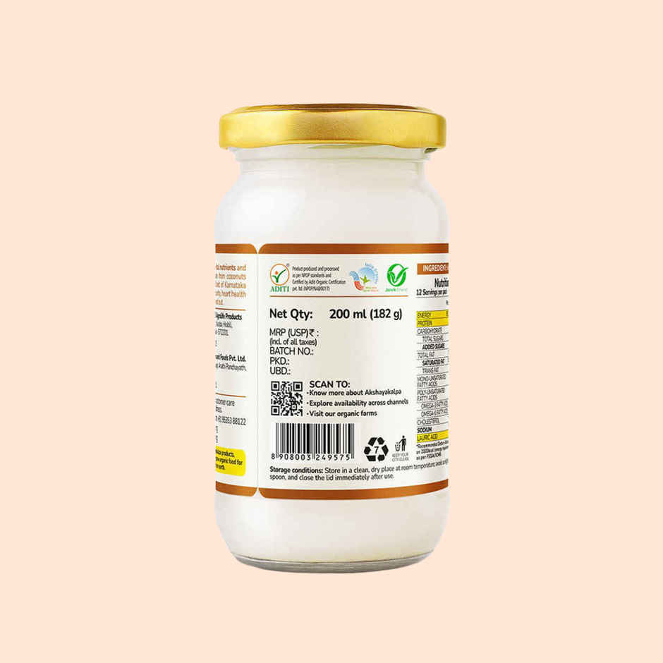 Akshayakalpa Organic Virgin Coconut Cold Pressed Oil | Multipurpose Nariyal Oil