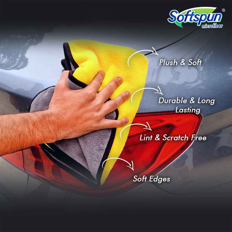 Softspun Microfiber Cleaning Cloths (600 GSM, 40x40cm, 4pc Multicolor/Assorted)