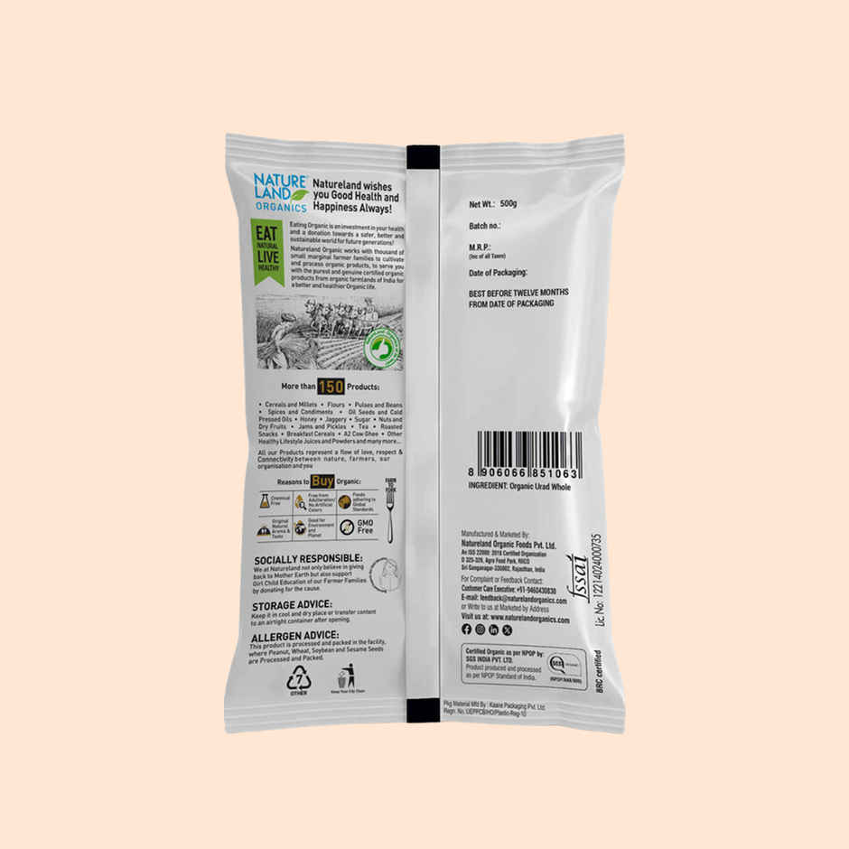 Natureland Organics Urad Whole