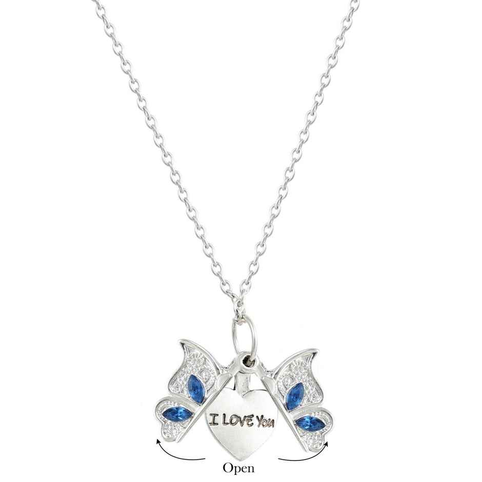 Fashion Frill Women's Openable Butterfly Pendant Chain Silver Onesize