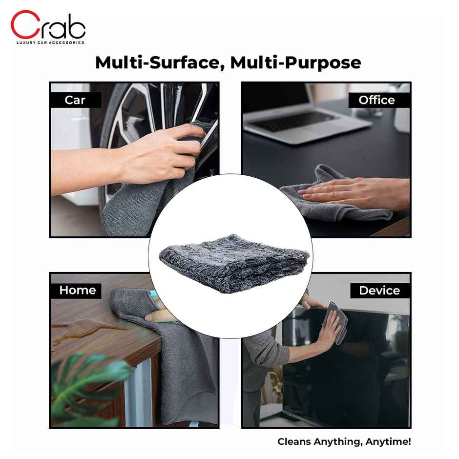 Crab Microfiber Drying Towel | 20 x 24 inch | 900 GSM | Ultra-Absorbent & Lint-Free Cleaning Cloth