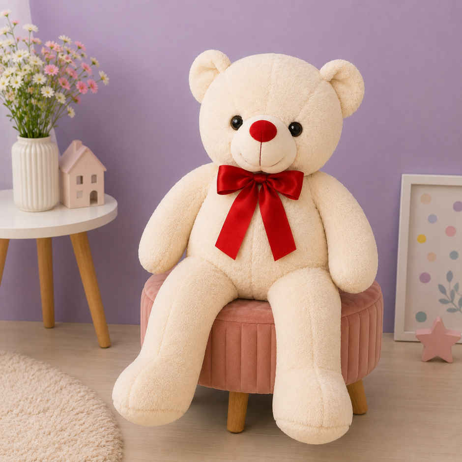 ToyTales Wolly Bear Teddy Soft Toy | Plushie Stuffed Animal Toys | Birthday Gift for Kids | Cream | 95cm