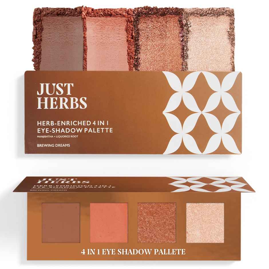Just Herbs 4In1 Eye Shadow Pigmented Party Wear Non Irritating Pallette Brewing Dreams