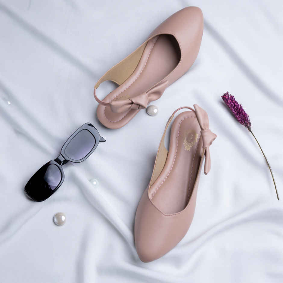 Shoetopia Casual Side Bow Detailed Pink Flat Belly For Women | UK 5