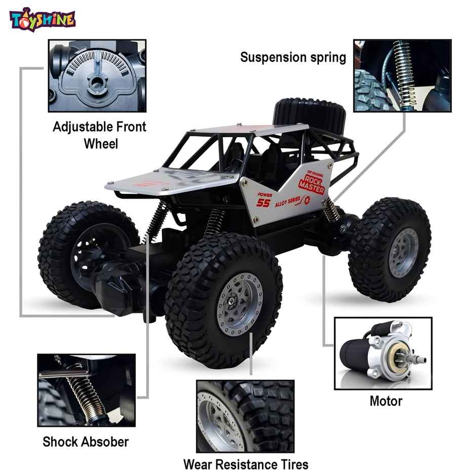 Toyshine 1:18 Scale 40MHz Remote Control OffRoad Rock Crawler High-Speed Alloy Racing Car | Silver