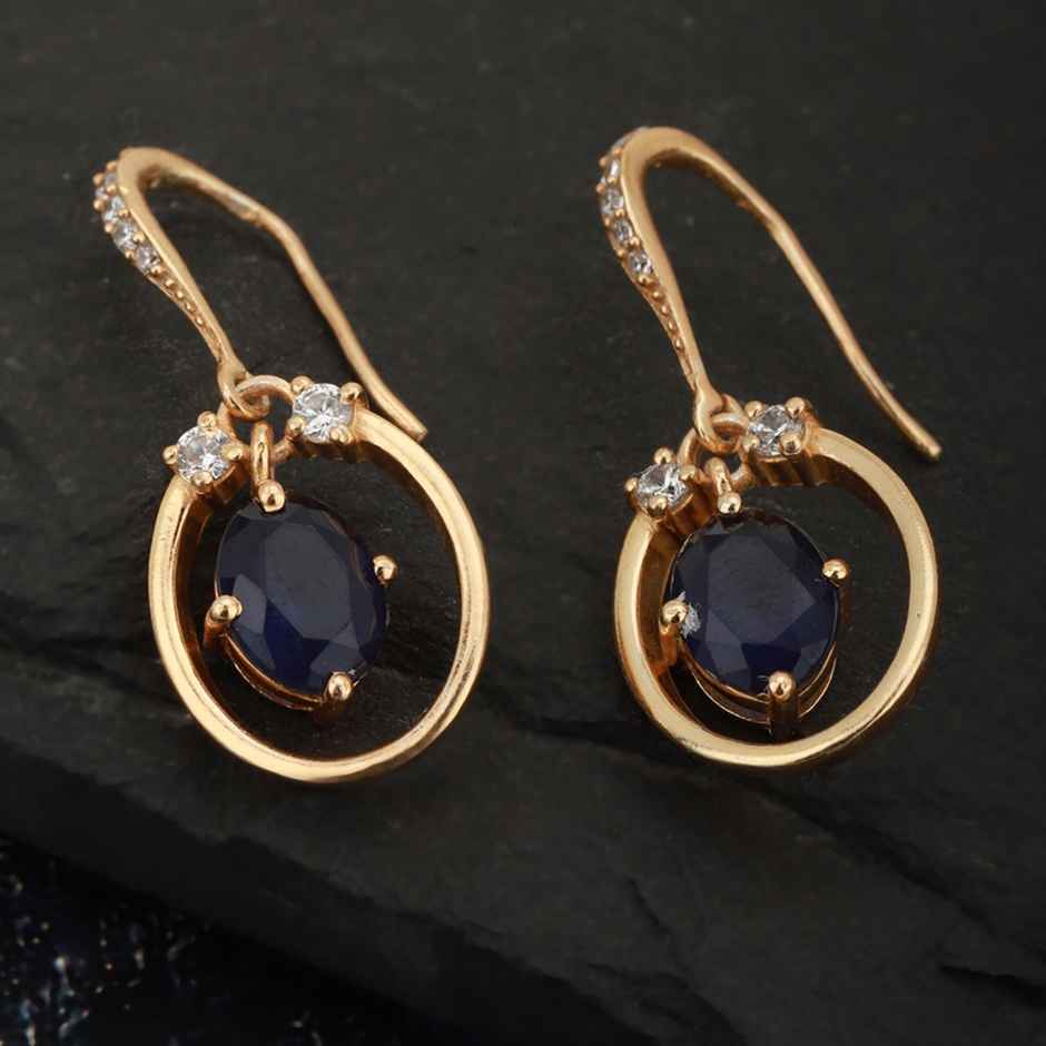 Carlton London 18kt Gold Plated with CZ and Glass Bead Oval Drop Earring | B823139E-1