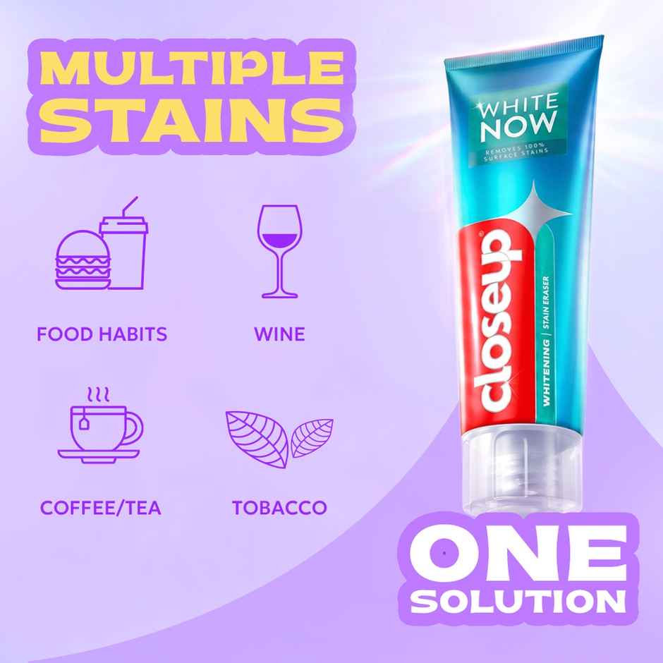Closeup White Now Stain Eraser Toothpaste Combo