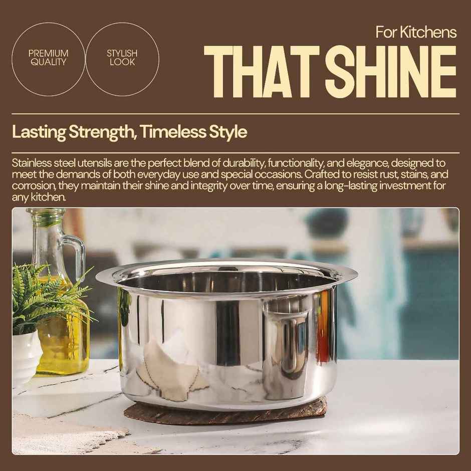 Jensons Stainless Steel Flat Bottom Tope 14 In Induction Compatible