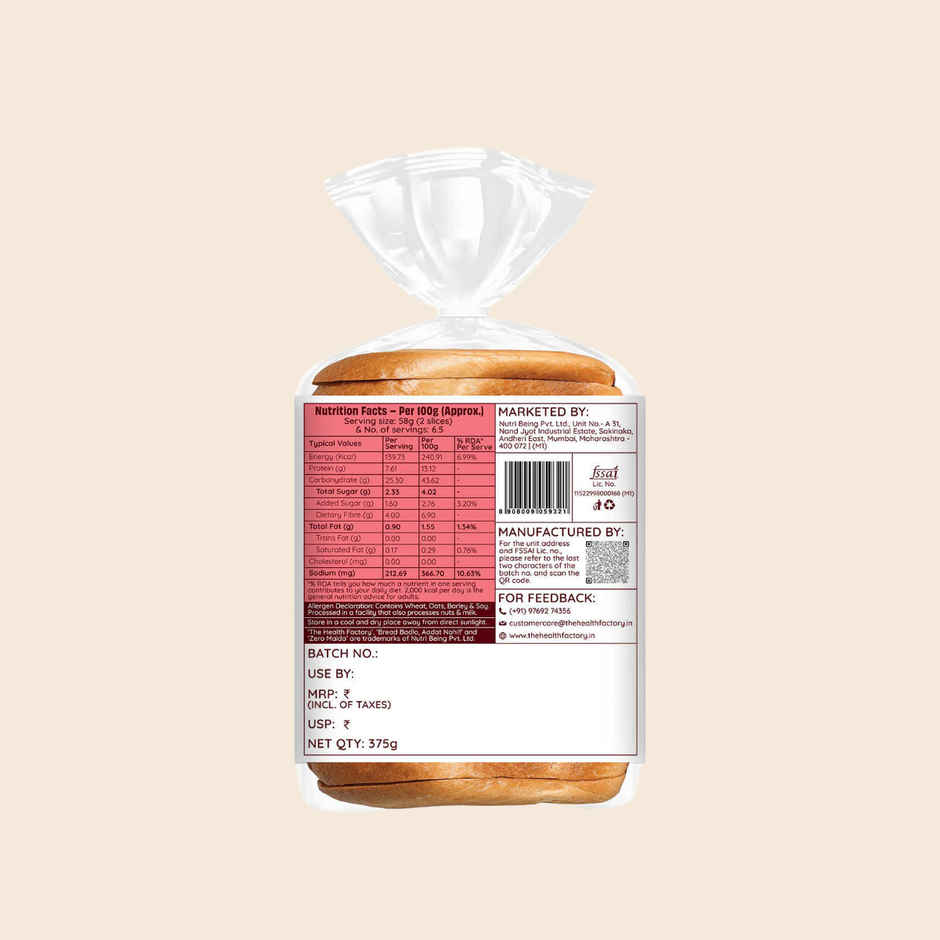 The Health Factory Multigrain Bread | Zero Maida | 7 Grains & Seeds | Whole Wheat Bread