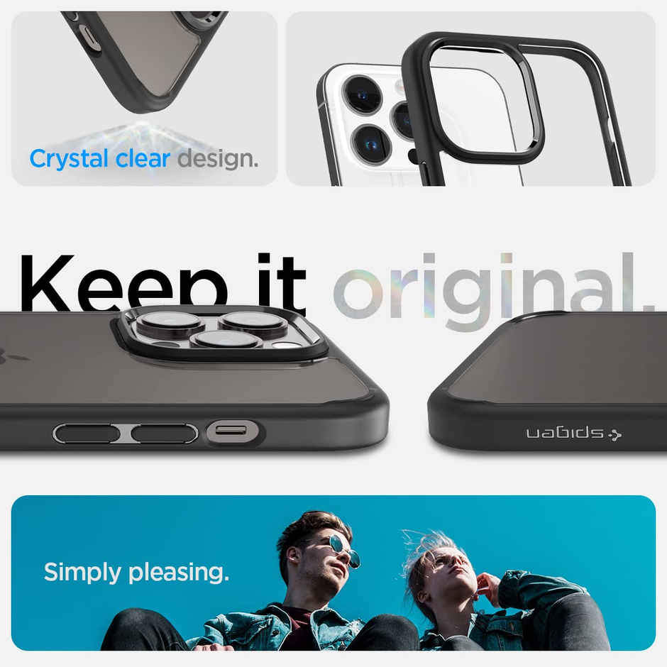 Spigen Ultra Hybrid Back Cover Case Compatible with iPhone 14 Pro(TPU +Poly Carbonate | Matte Black)