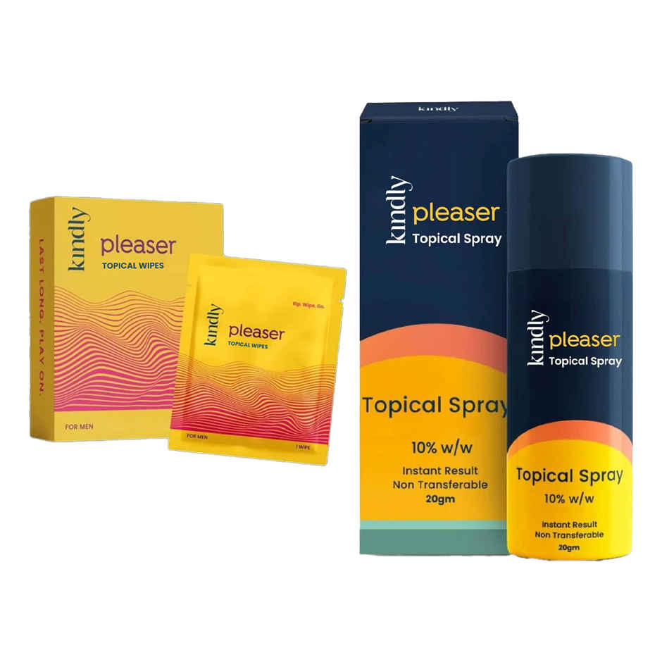Kindly Health Pleaser Long-Last Wipes For Men Pack Of 3 (3pc) & Kindly Health Pleaser Delay Spray (20g) Combo