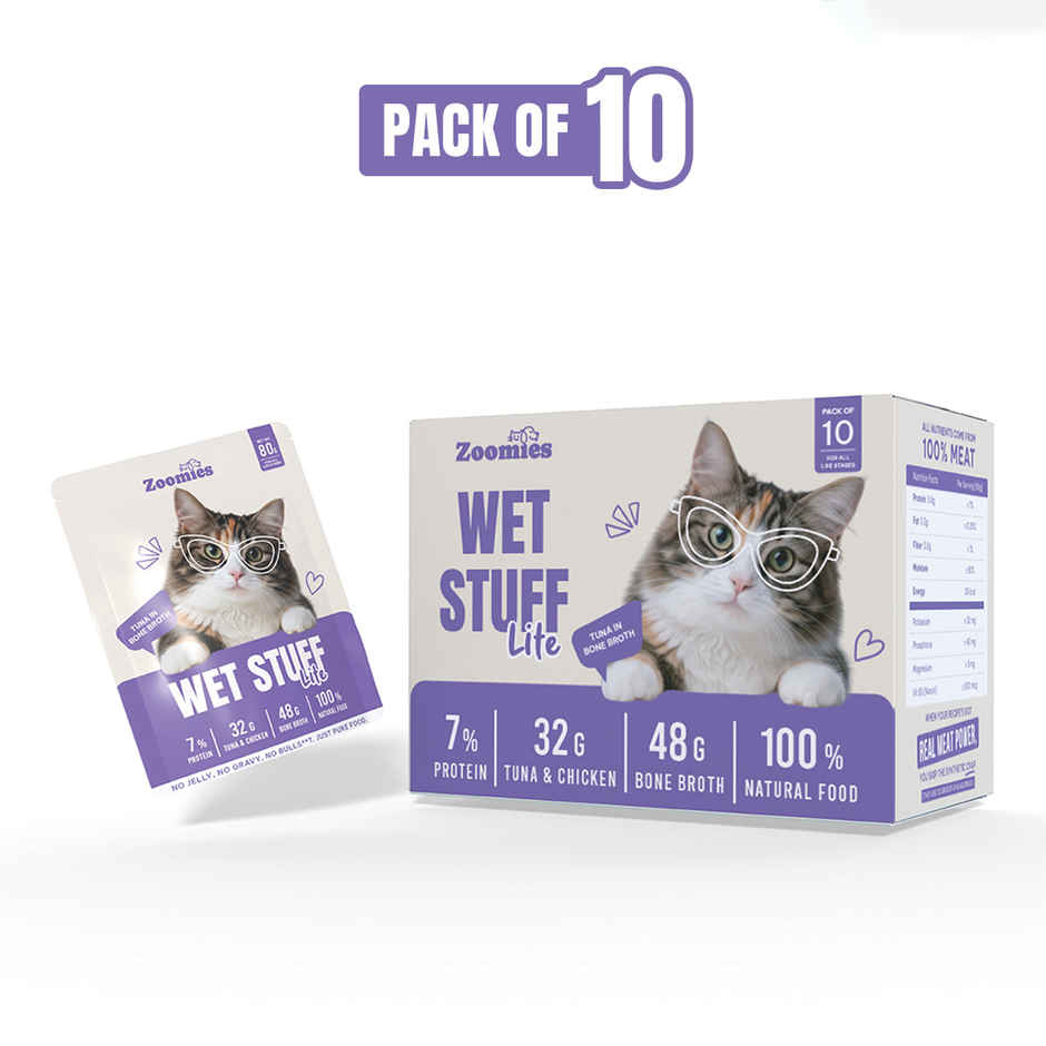 Zoomies Wet Stuff Lite Tuna in Bone Broth Cat Wet Food