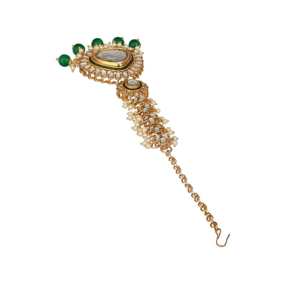 Aatmana Gold-Plated Kundan Studded Maang Tikka Head Jewellery