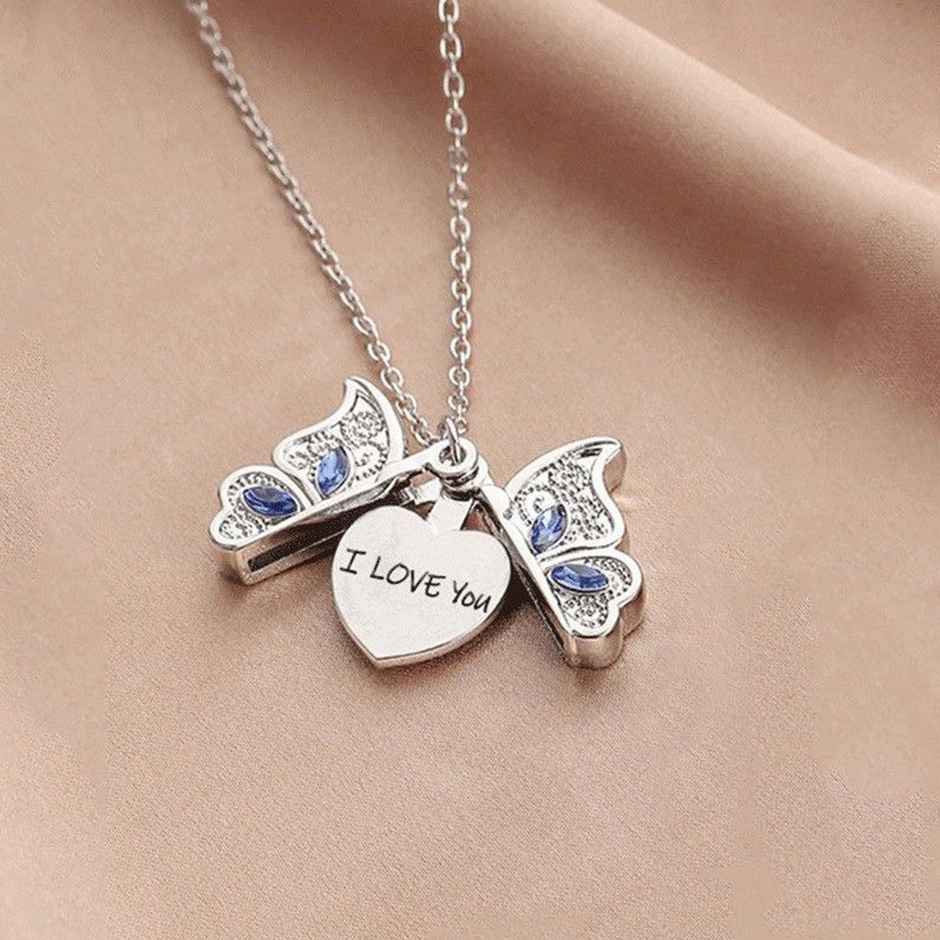 Fashion Frill Women's Openable Butterfly Pendant Chain Silver Onesize