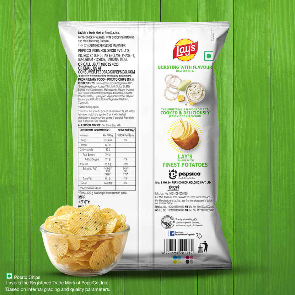 Lay's American Cream & Onion Flavour | Potato Chips