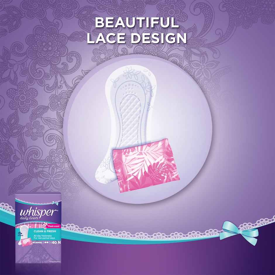 Whisper Clean and Fresh Daily Liners, 40 panty liners for women