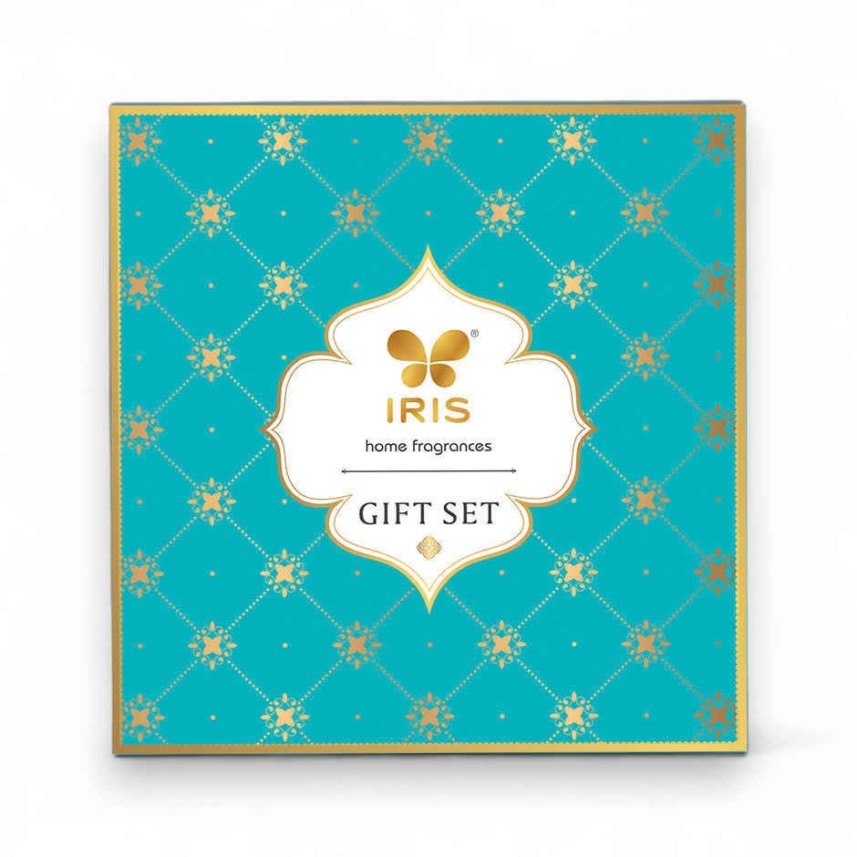 Candles and Potpourri Decor Gift Box - Gold Musk Fragrance | Diwali Gift Hamper | Iris