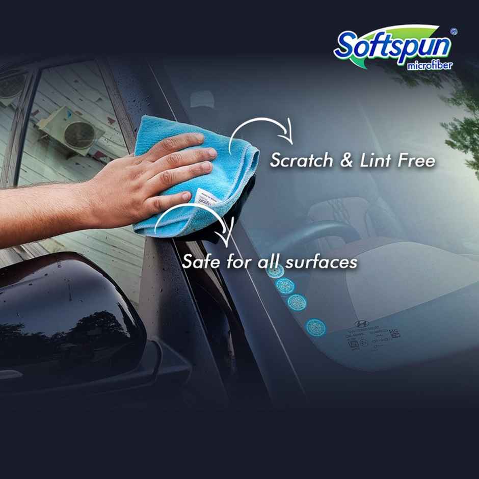 Softspun Microfiber Cleaning Cloths (220 GSM, 40x40 cm, 4pc, Multicolor/Assorted)