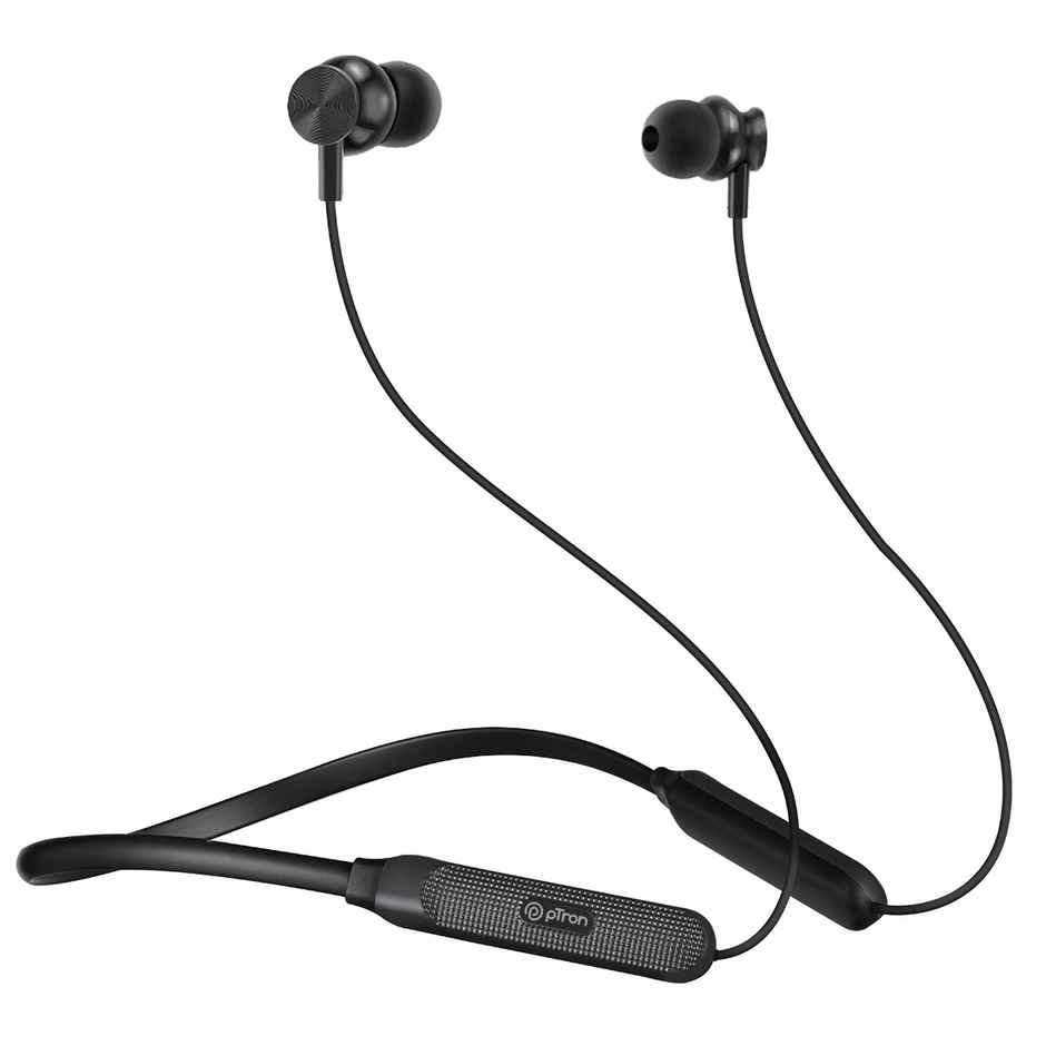 pTron Tangent Duo Wireless Neckband | 24H Playtime | HD Calls & Dual Device Pairing - Black