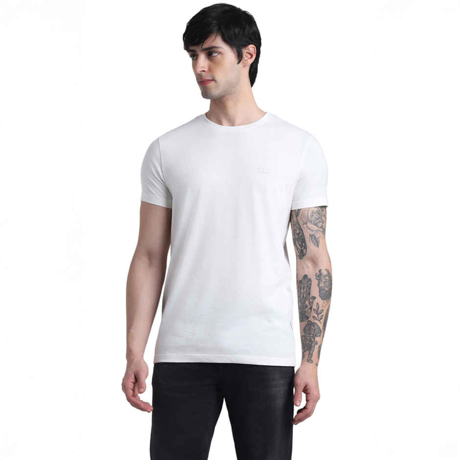 Jack & Jones Men's Cotton Slim fit T-shirt | Cloud Dancer - L