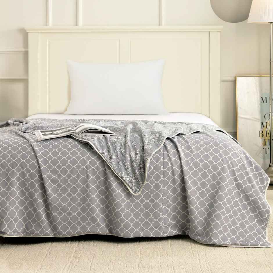 Story@home Printed Single Dohar/Duvet Cover (Cotton, Grey) (220x144x2 cms)