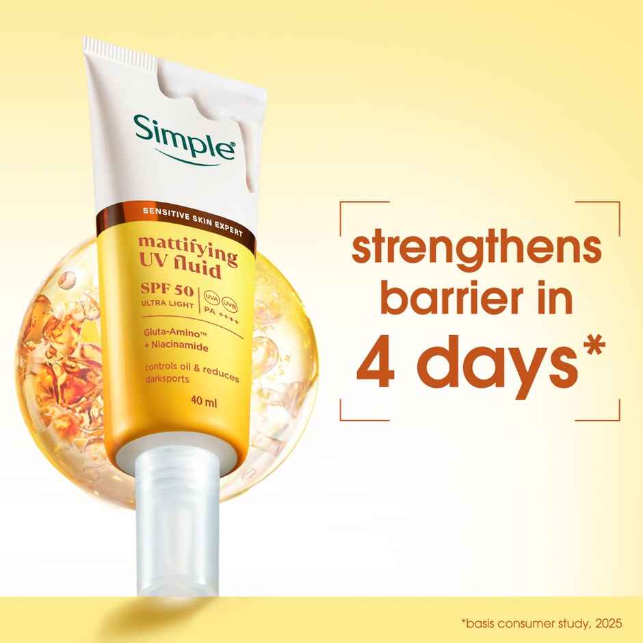 Simple Mattifying UV Fluid SPF 50 PA++++ with Niacinamide Sunscreen for Oily & Sensitive Skin