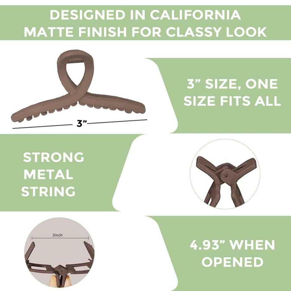 Prolume T-Shape Claw Clips Hair Accessories For Women/Girl | Light Beige | Dark Beige