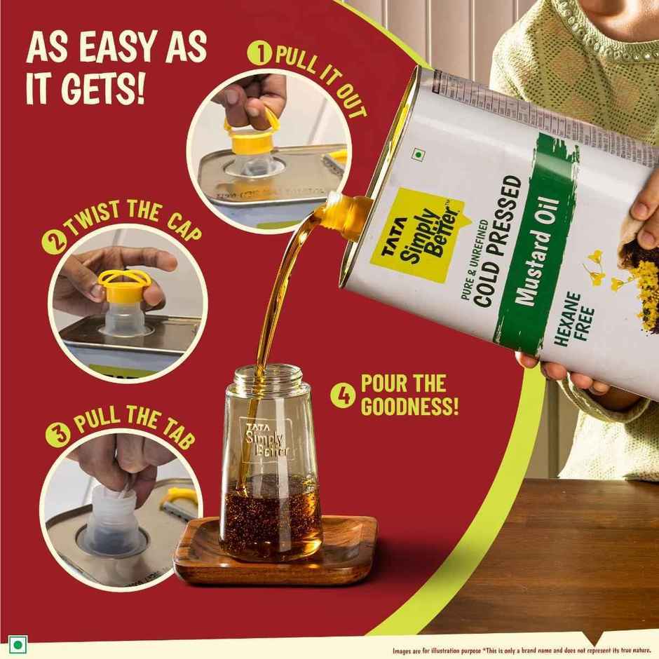 Tata Simply Better Mustard (Sarson) Cold Pressed Oil | Unrefined & Healthy Cooking Oil