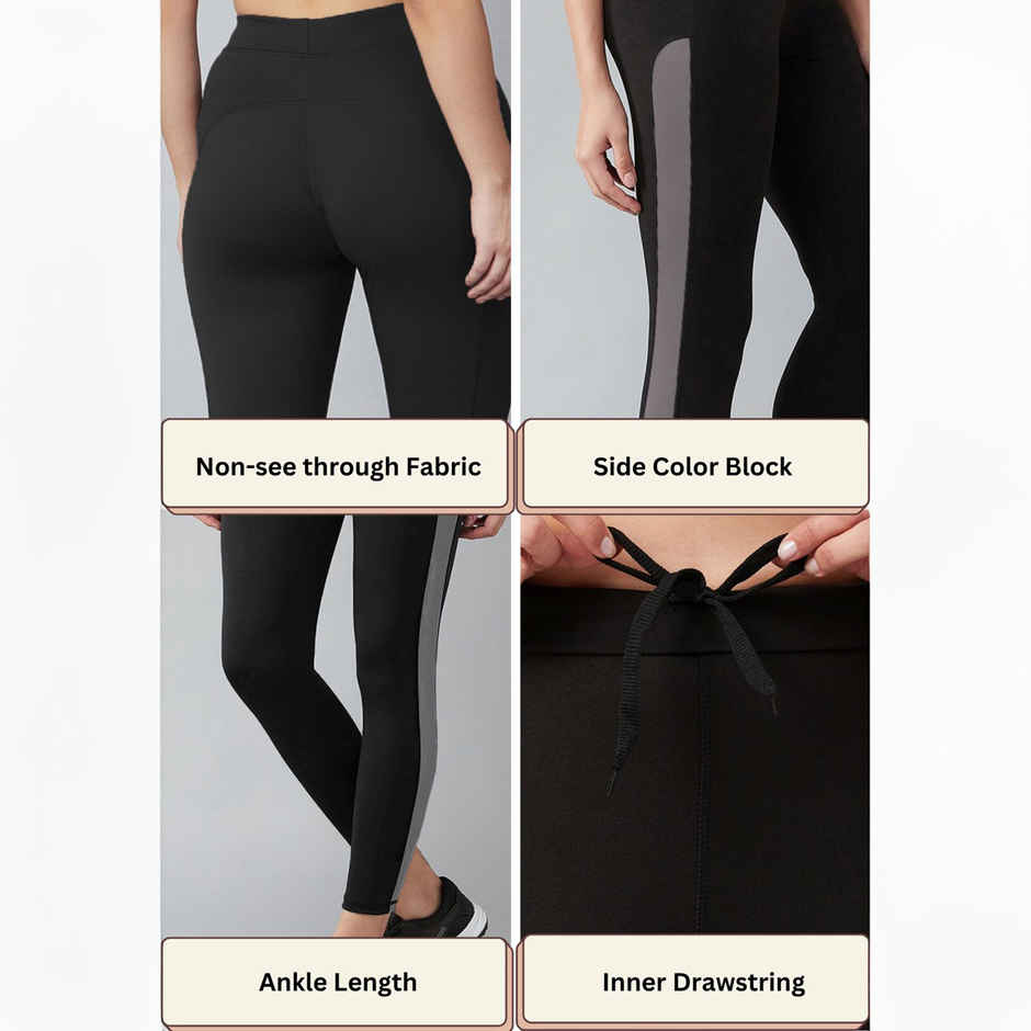 Blinkin Women's Gym Tights & Pants - Black | Grey | Active Wear | Yoga Pants | S