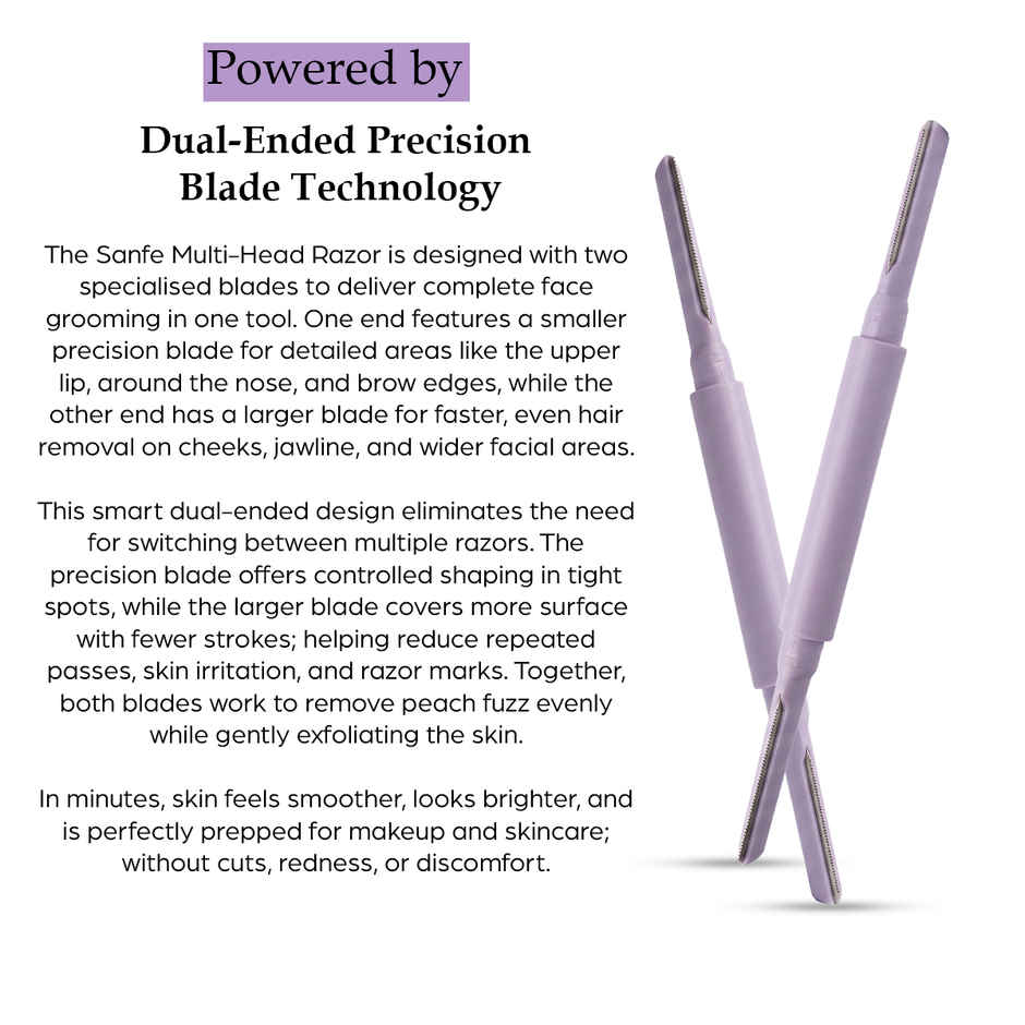 Sanfe Multi-Head Face Razor for Women | Eyebrow & Facial Hair Remover