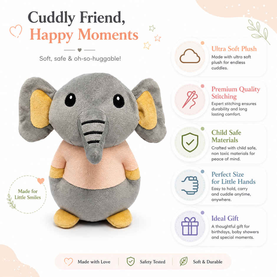 Zoowee Gentle T-shirt Elephant Soft Toy | 22 cm