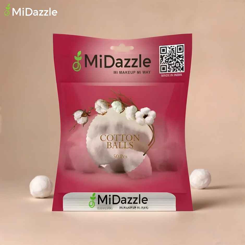 Midazzle Cotton Balls for Eye, Face Makeup and Nail Paint Remover | Pack of 50 | MICB3601
