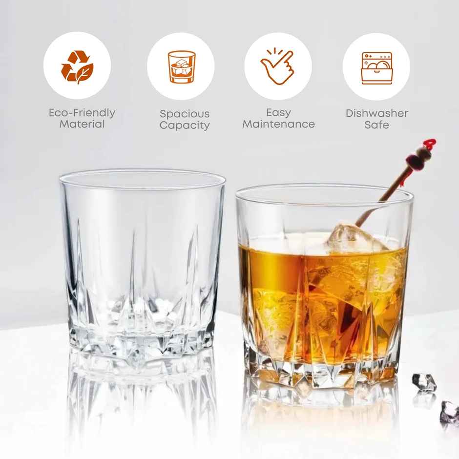 Classic Whisky Glass Tumbler Set | Durable Premium Clarity | 6 pc | 350 ml | Yera Glassware
