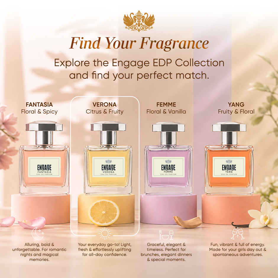Engage Verona Eau De Parfum for Women | Long Lasting Perfume | Citrus Fruity