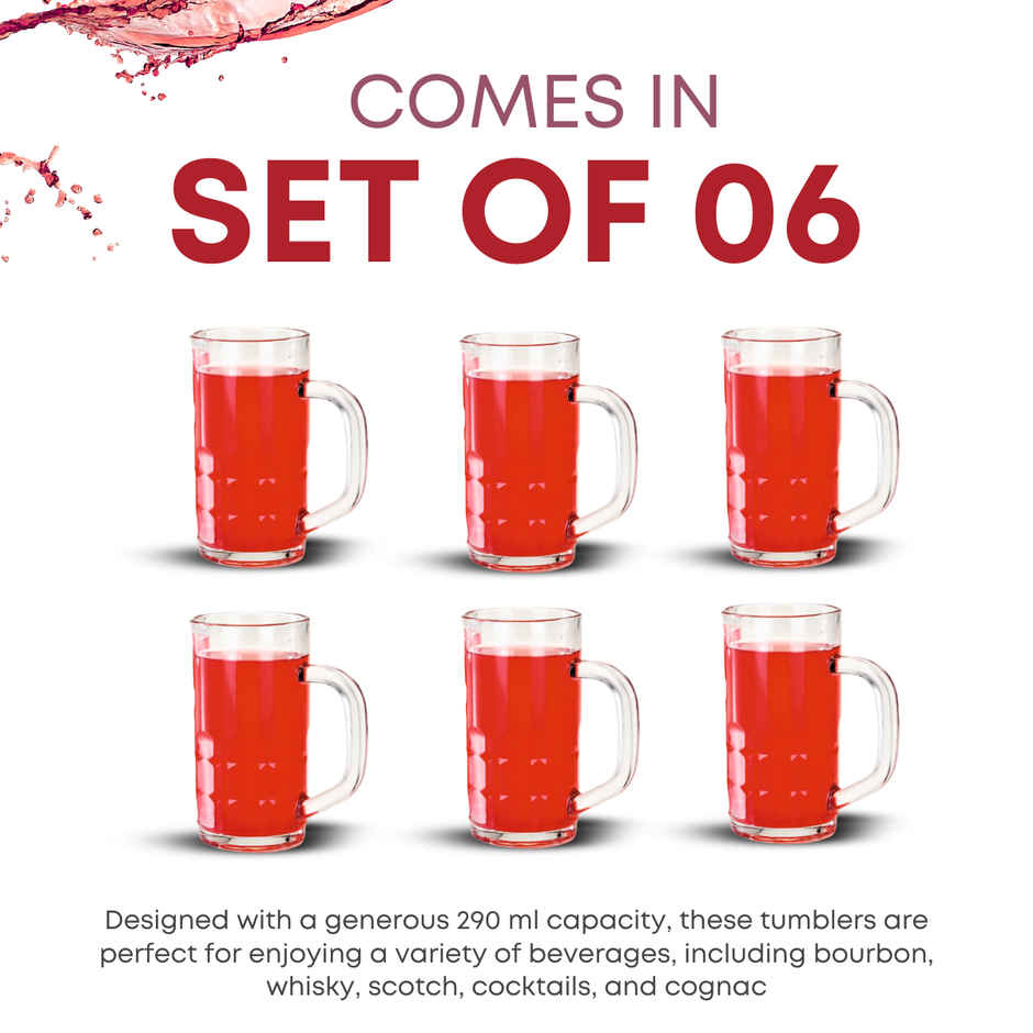 Fructose Beer Juice Milkshake Mug Set | 290 ml Each | 6 pcs | Yera Glassware