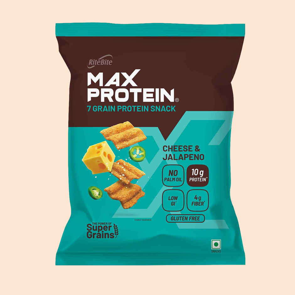 RiteBite Max Protein Cheese & Jalapeno 10 G Multigrain Protein Chips, Healthy Snacks & Munchies