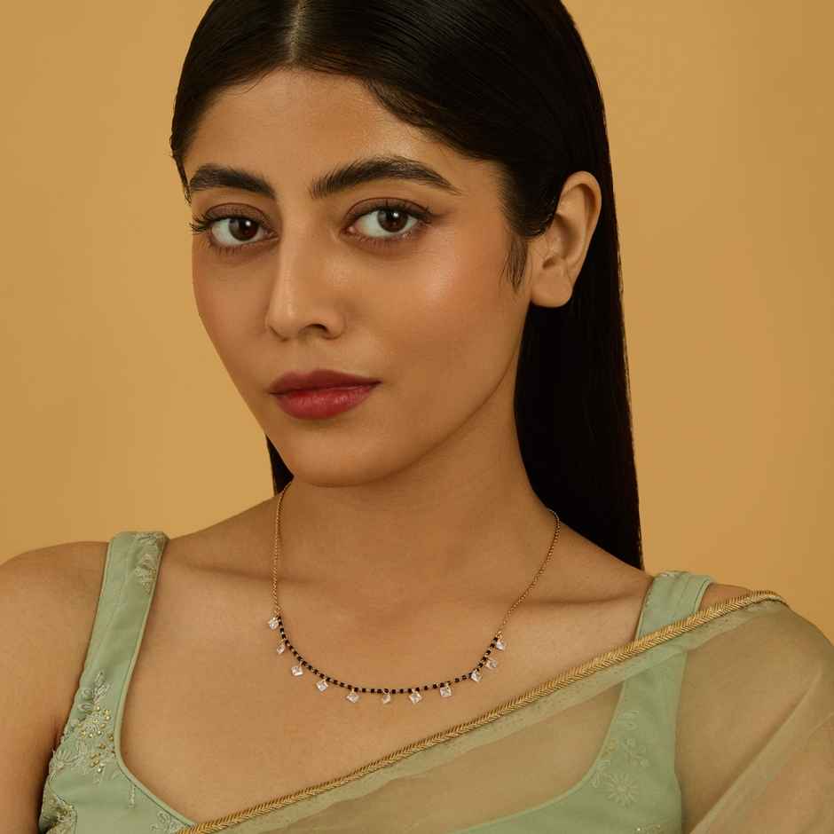 Kushal s Fashion Jewellery White Gold-Plated Zircon Trendy Mangalsutra | 441323